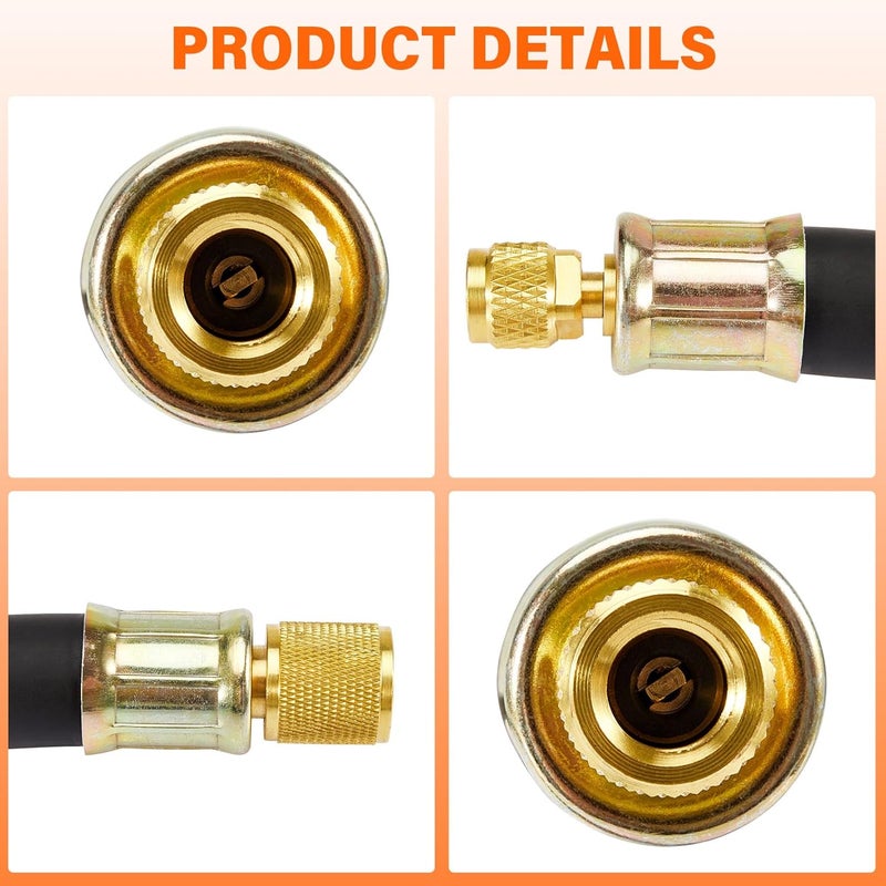 BANG4BUCK خرطوم تفريغ HVAC بقطر 1/2" مُحسّن، موصلات 1/2" إلى 1/4"، خرطوم تبريد عالي التدفق لتفريغ واستعادة HVAC بشكل أسرع، 6 أقدام باللون الأسود - Image 5